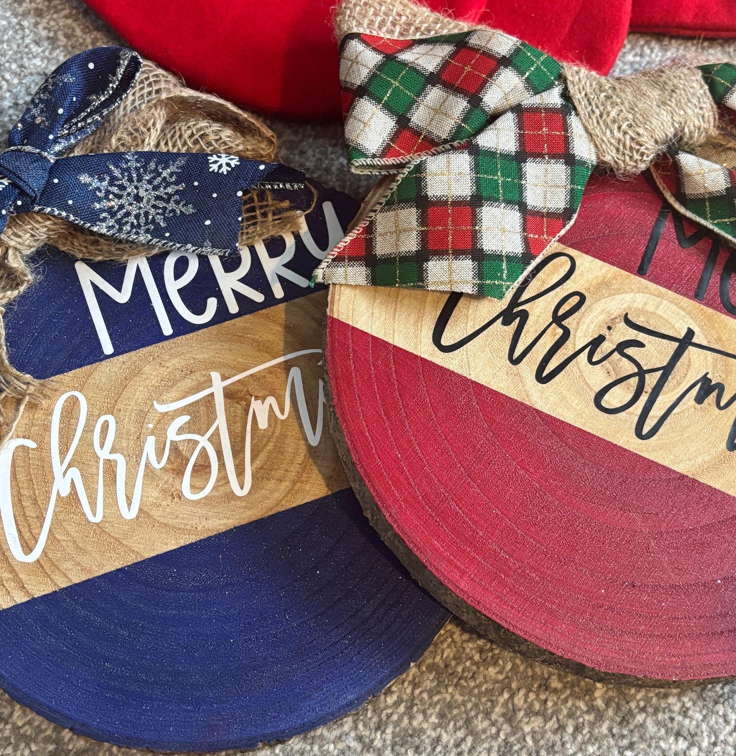 Merry Christmas Wooden Slice Sign