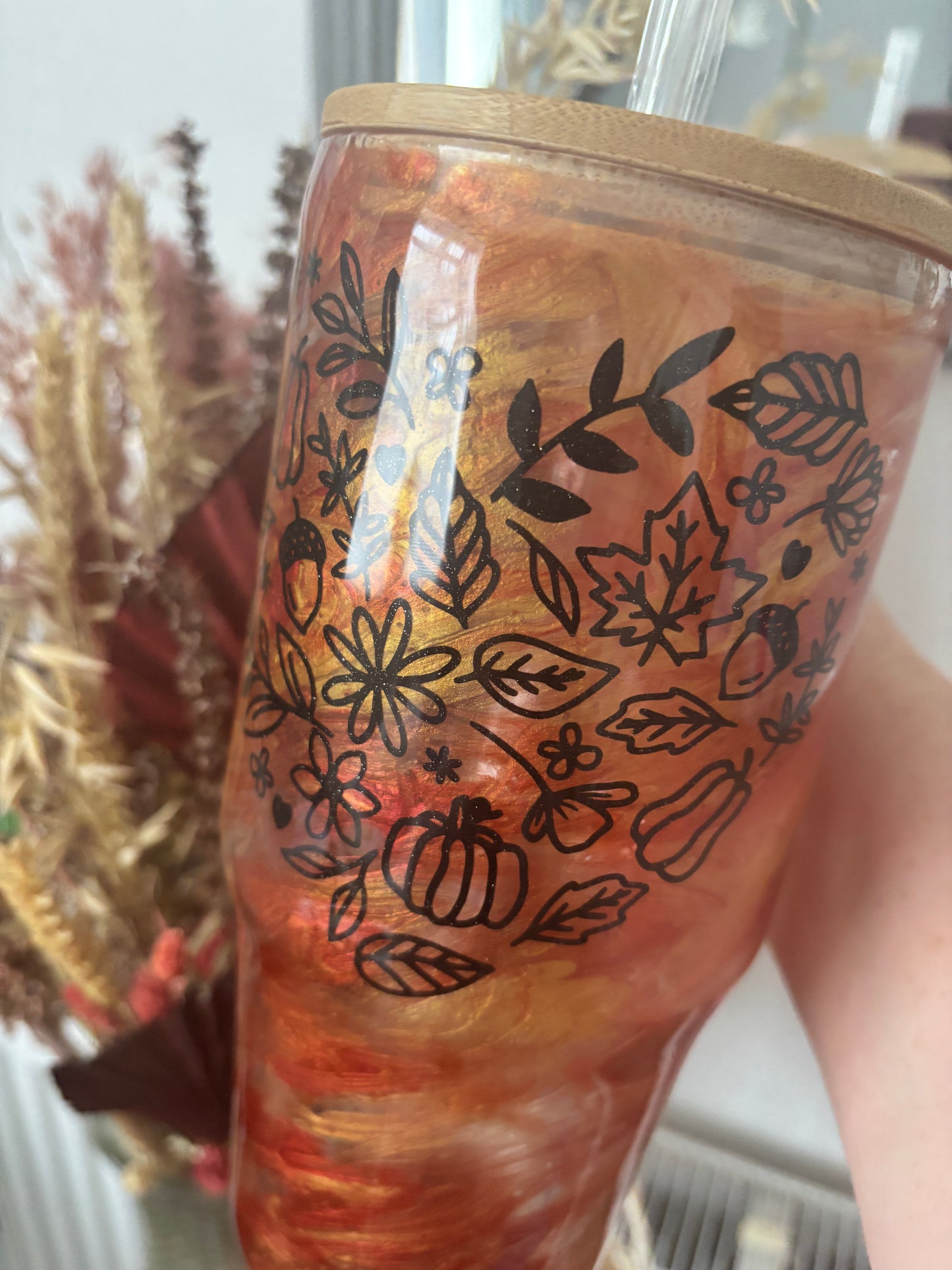 Autumn Glass Swirl Tumbler