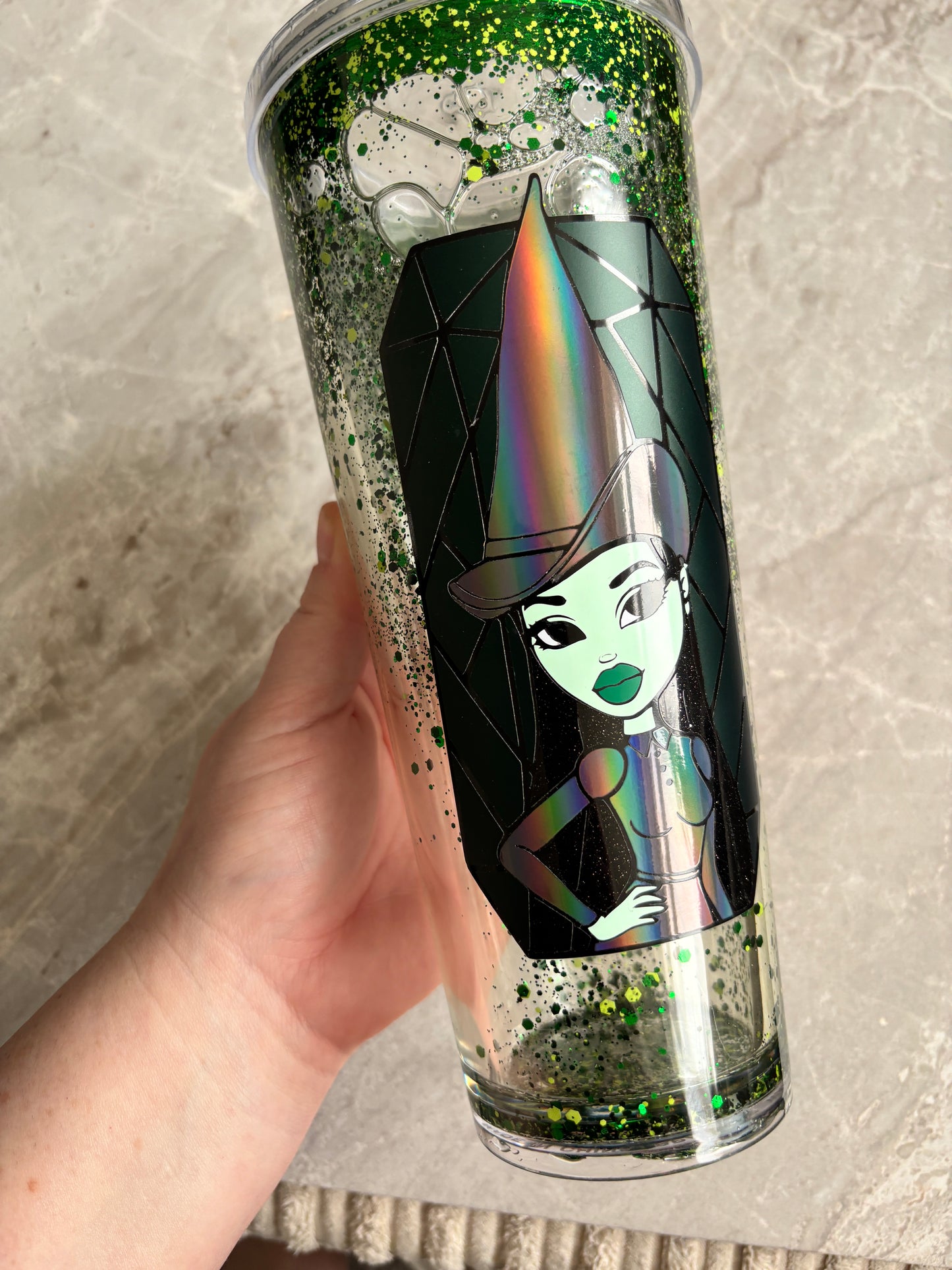 Wicked Witch Acrylic Snow Globe Tumbler