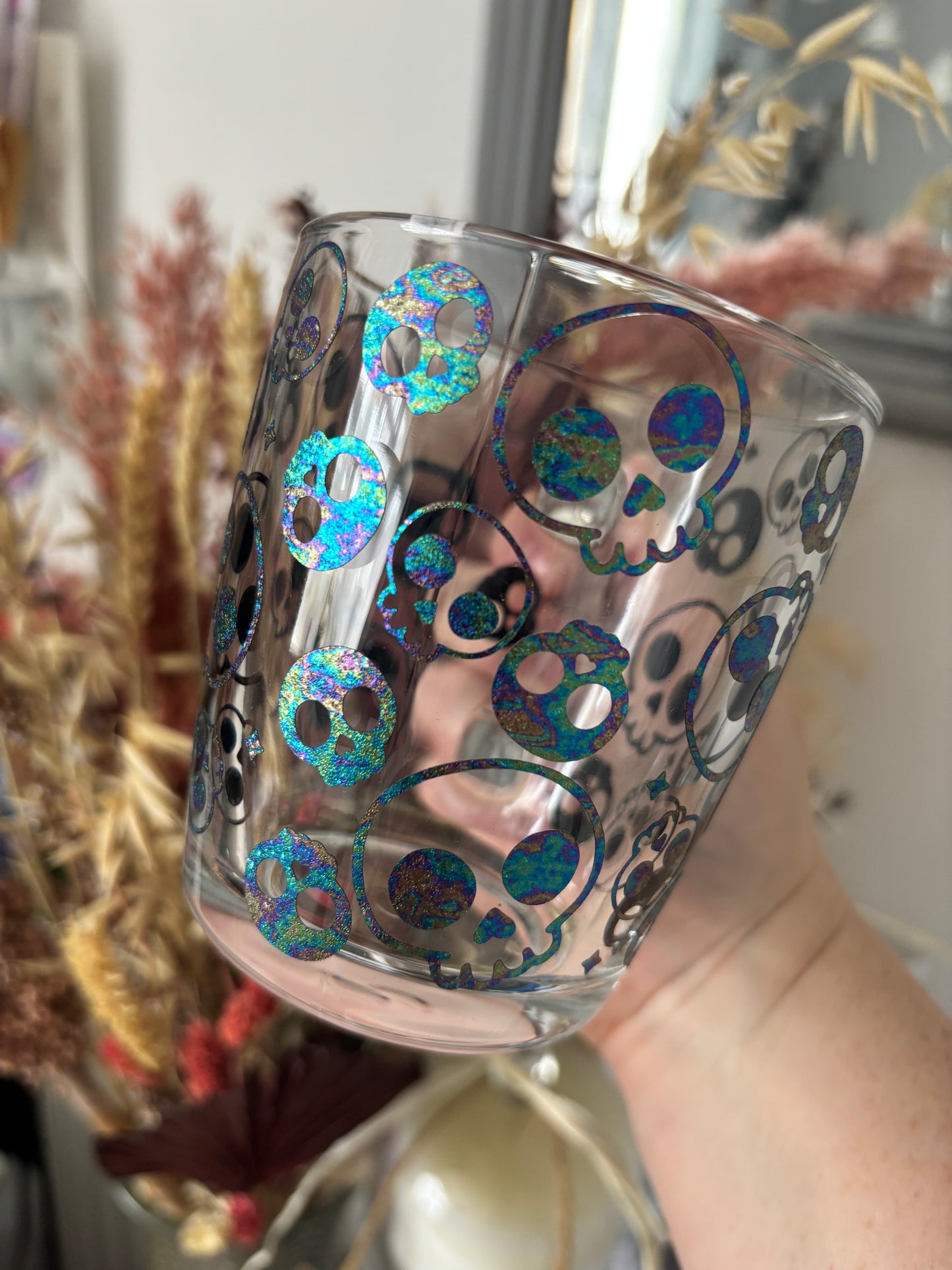 Oil slick Skull Glass Mug