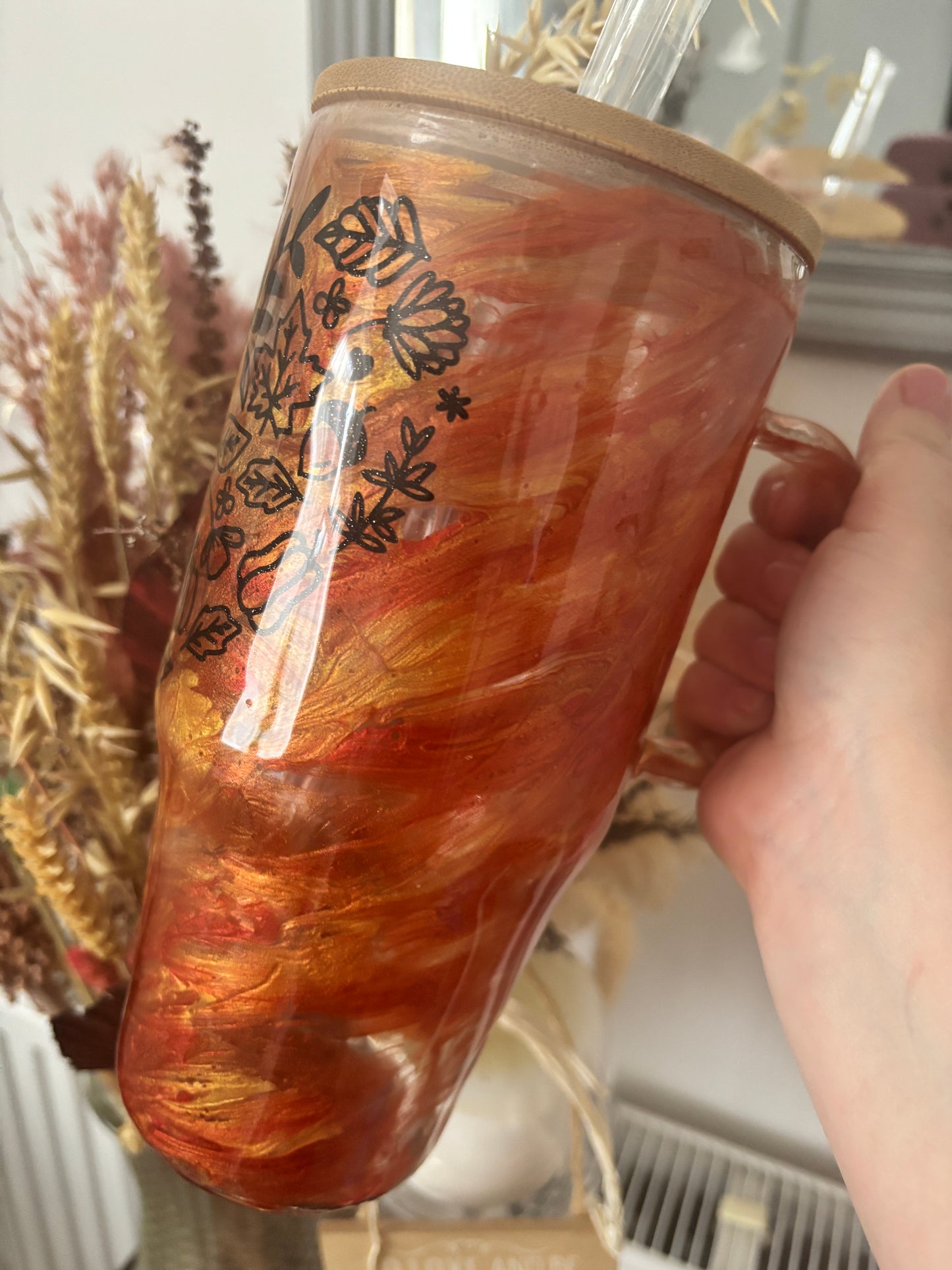 Autumn Glass Swirl Tumbler