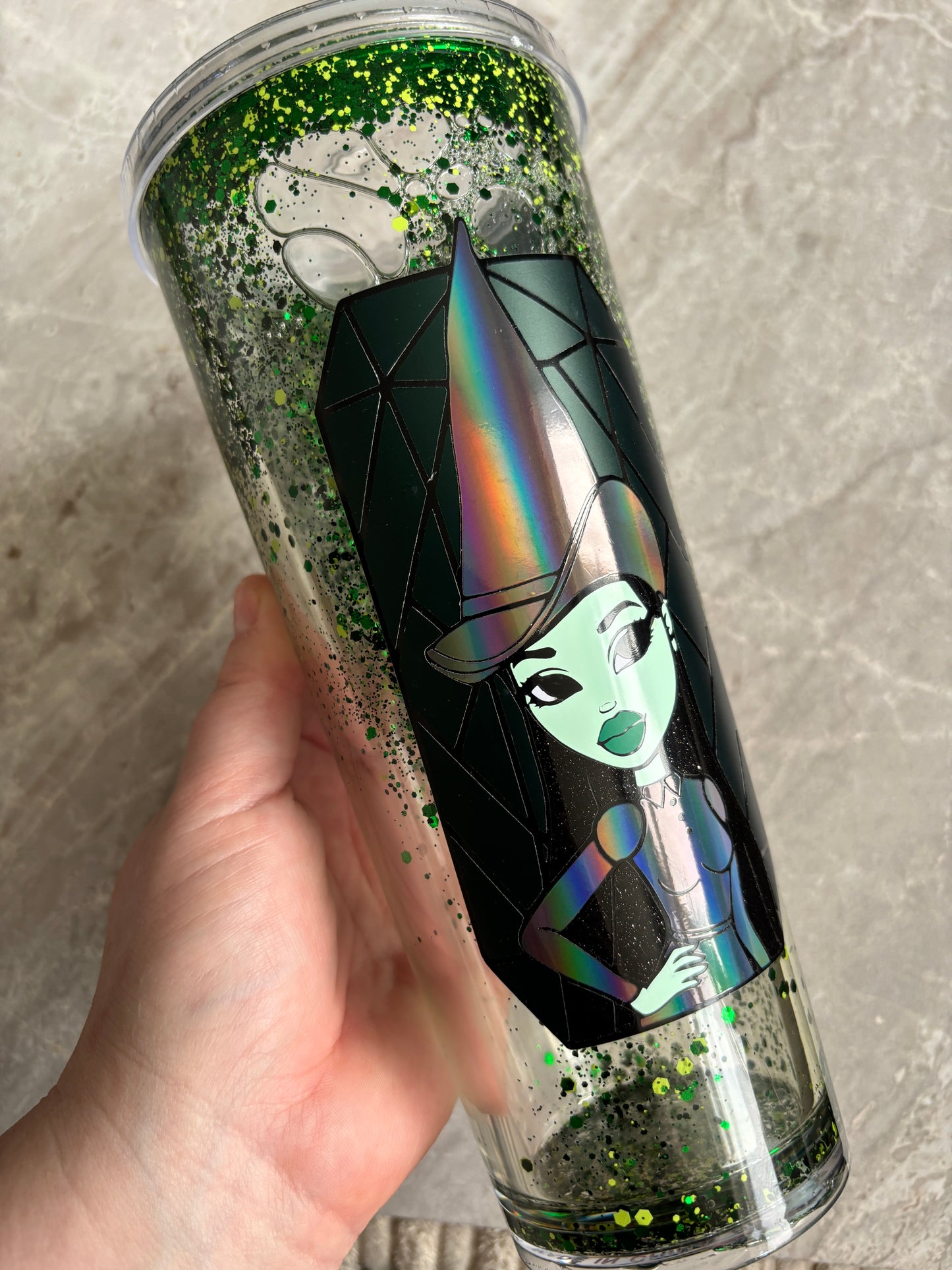 Wicked Witch Acrylic Snow Globe Tumbler