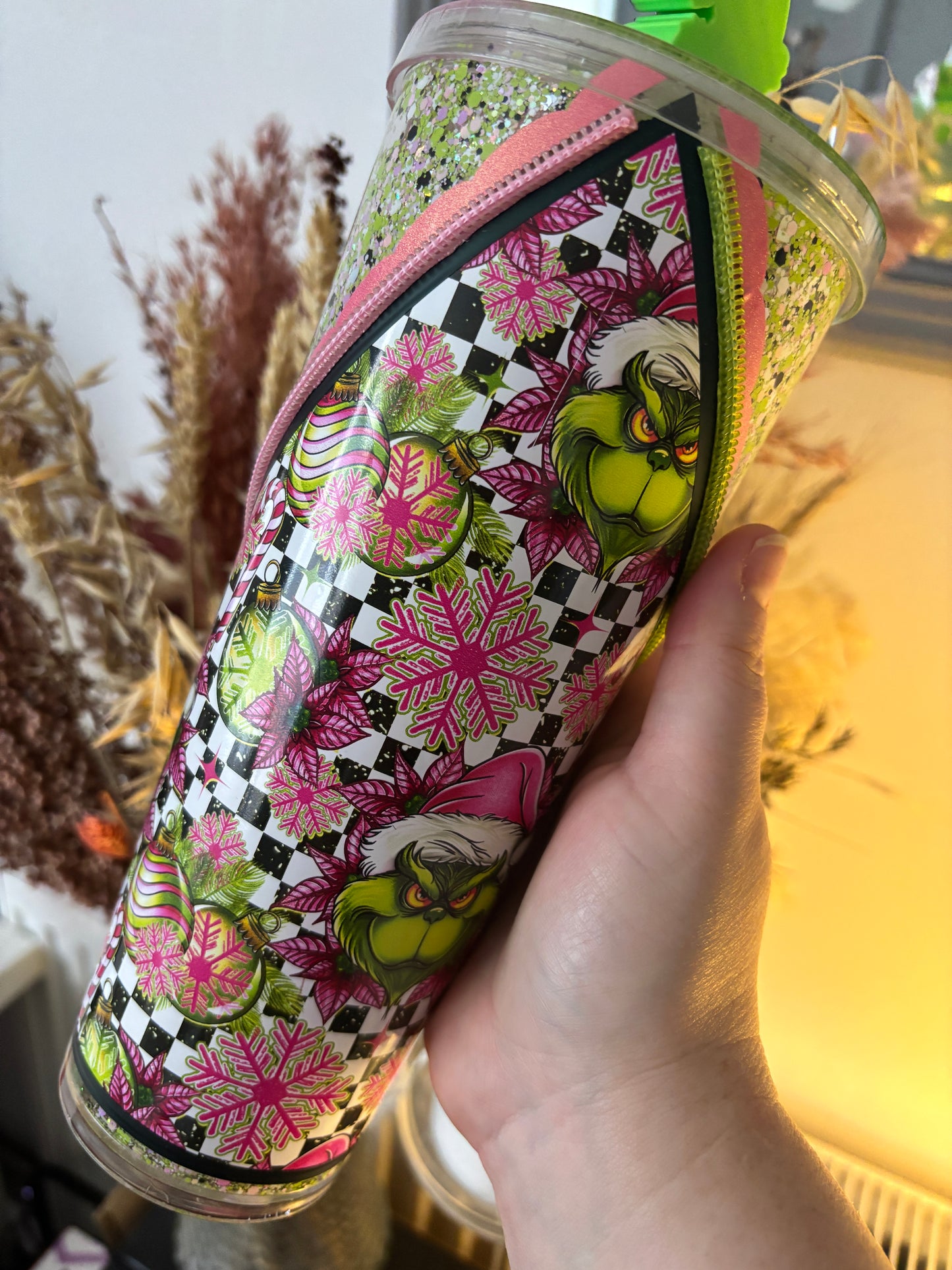 Your a Mean one Snow Globe Zipper Tumbler