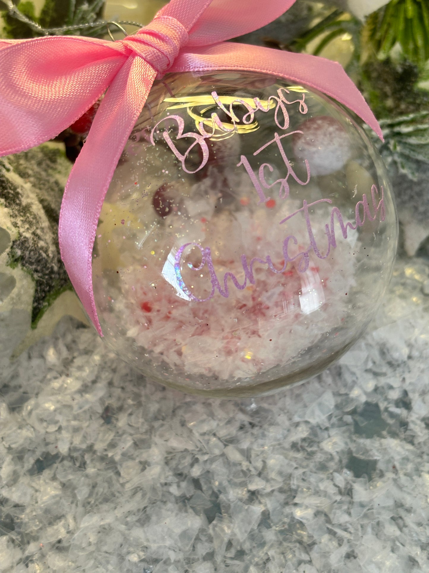 Custom Fake Snow Filled Personalised Bauble