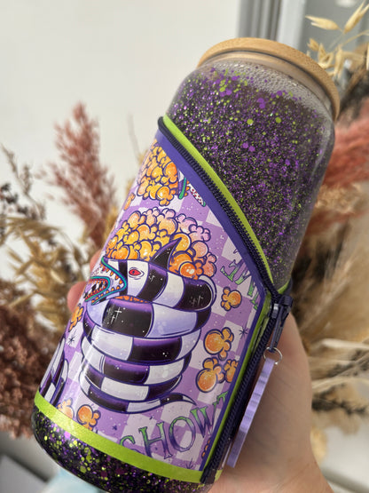 Beetlejuice inspired Snow Globe Zipper Tumbler