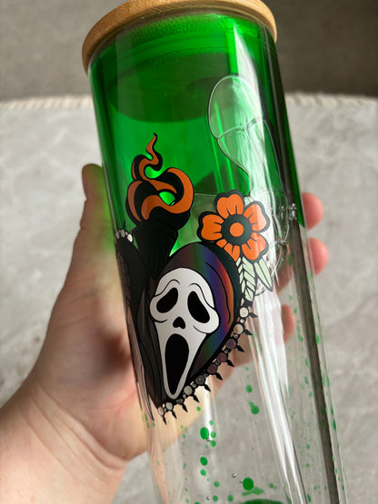 Ghostly Face Glass Drip tumbler