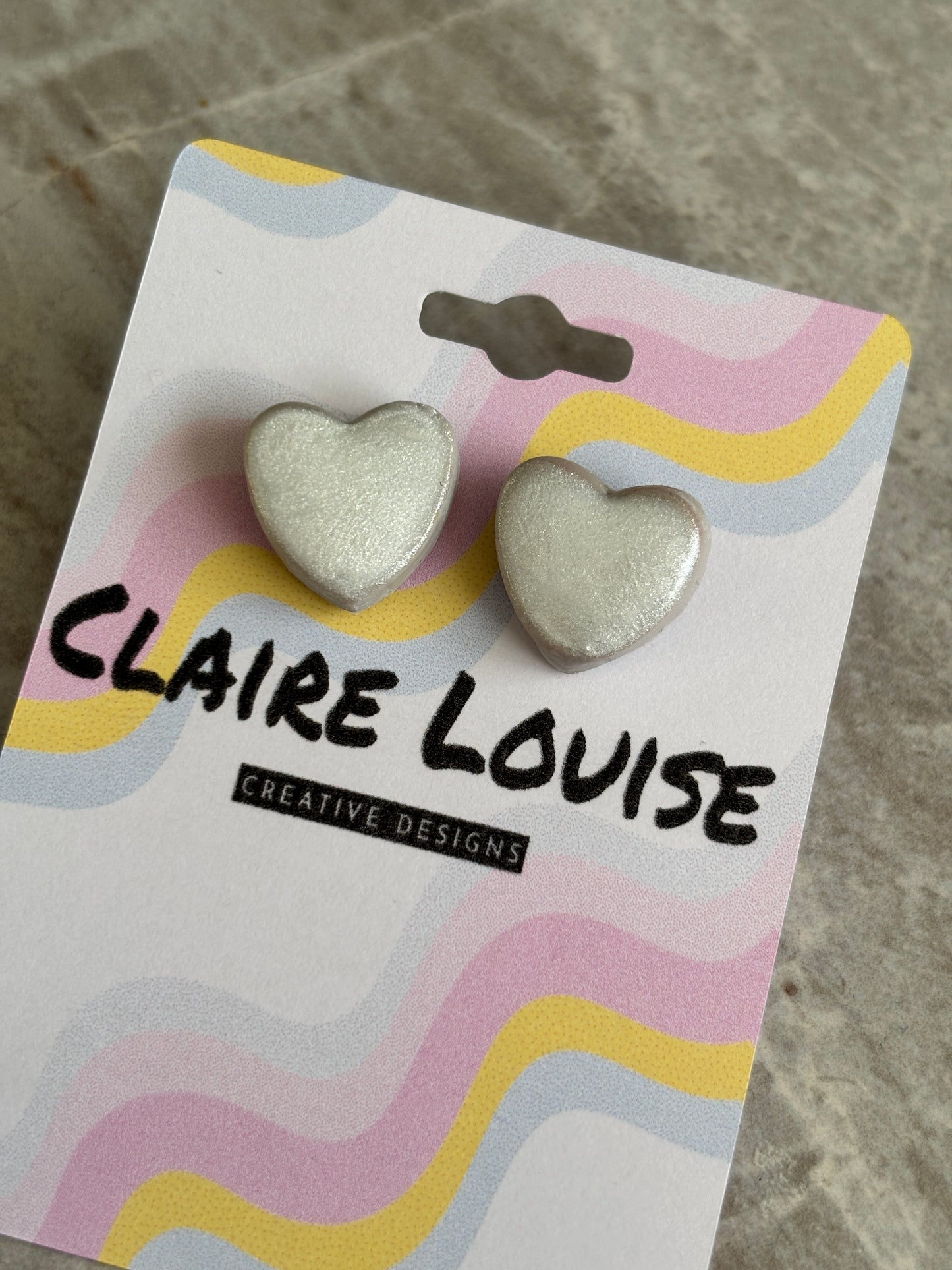 Heart Polymer Clay Studs