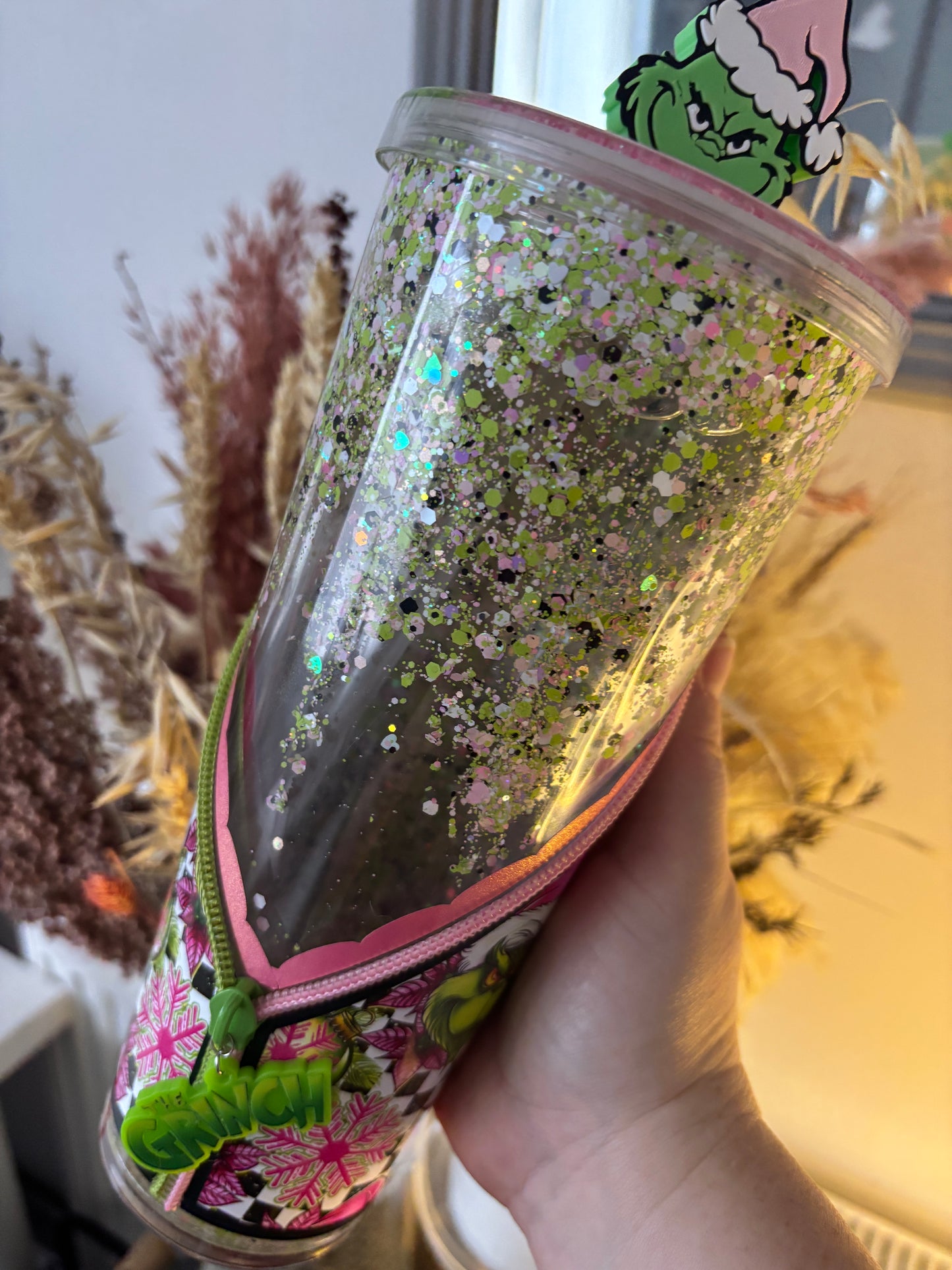 Your a Mean one Snow Globe Zipper Tumbler