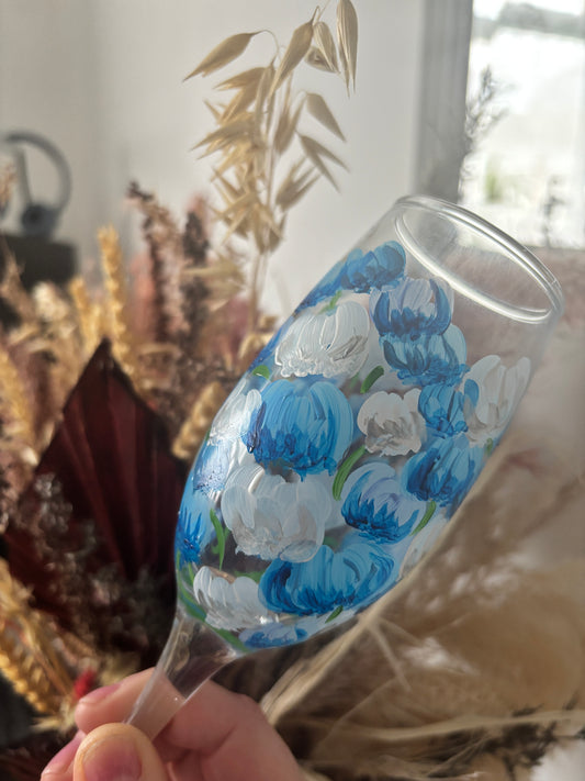 Blues & White Hand Painted Prosecco Glass