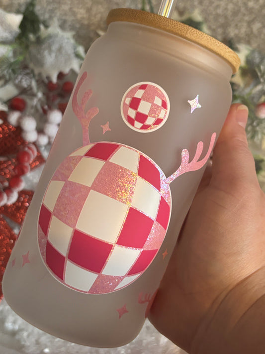 Disco Reindeer Glass Libby
