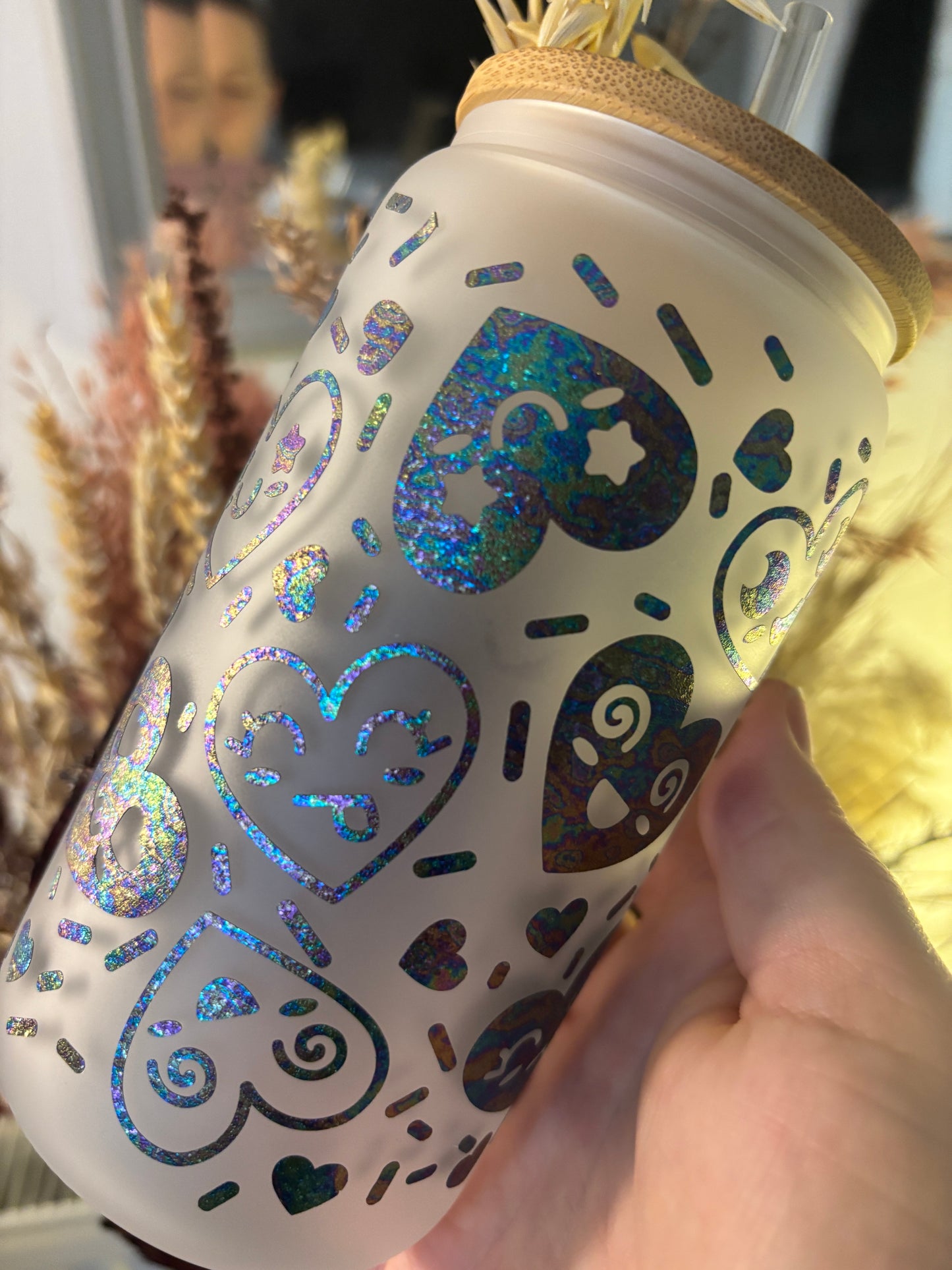 Heart Face Emoji Frosted Glass Libby