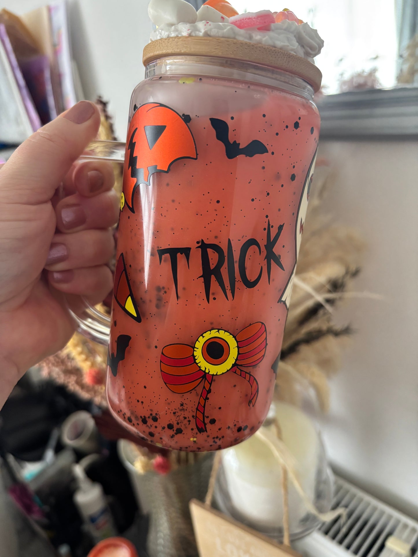 Trick or Treat Glass Handled Tumbler