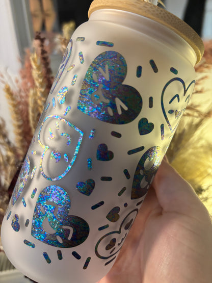 Heart Face Emoji Frosted Glass Libby