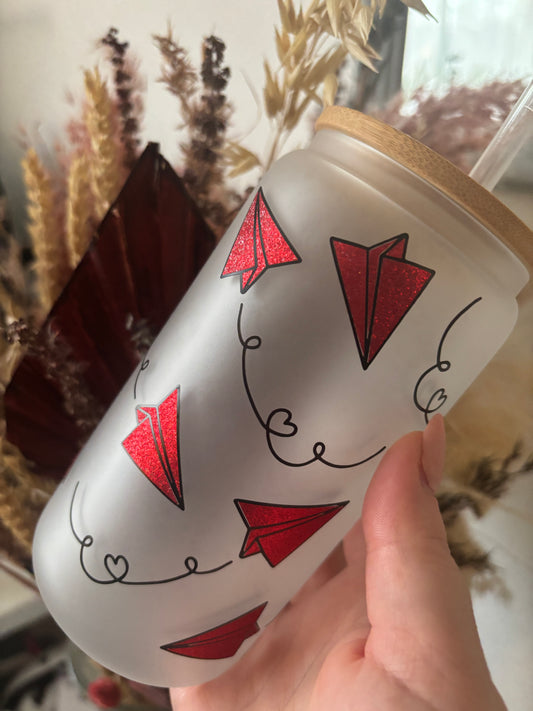 Love Planes Frosted Glass Libby