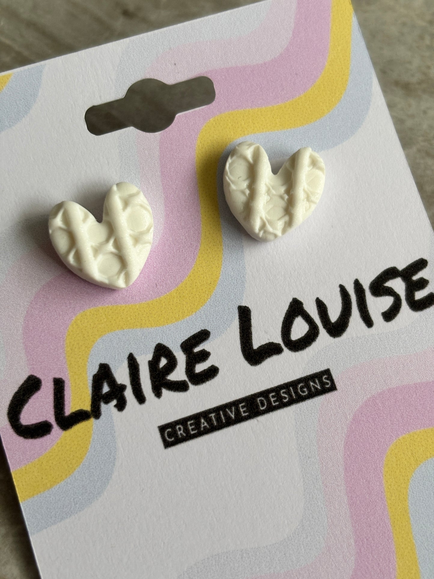 Pattern Shimmer Heart Studs