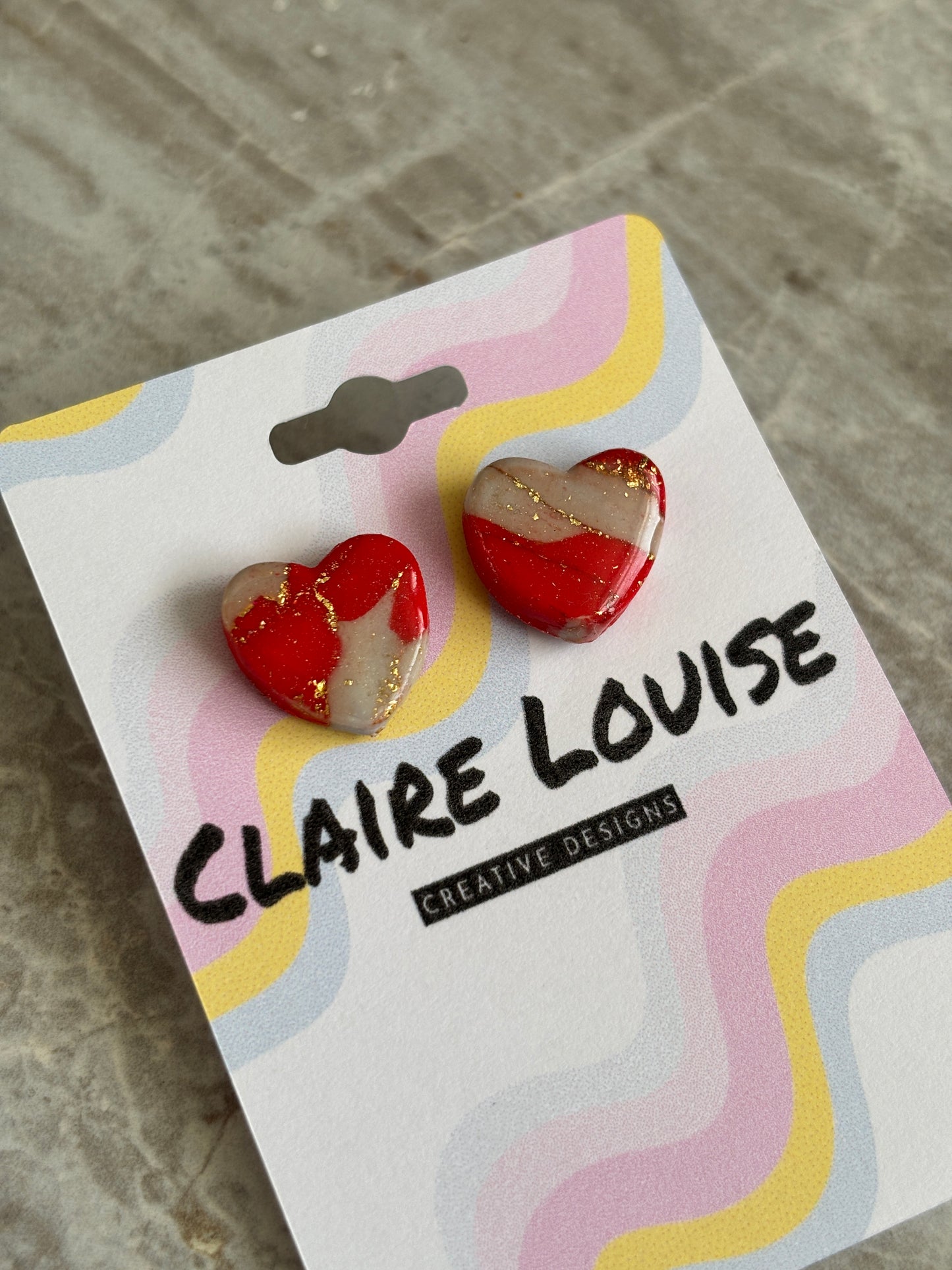 Heart Polymer Clay Studs