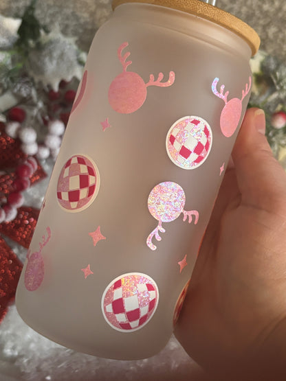 Disco Reindeer Glass Libby