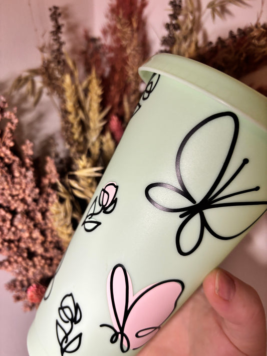 Butterfly & Roses Mint Cold Cup