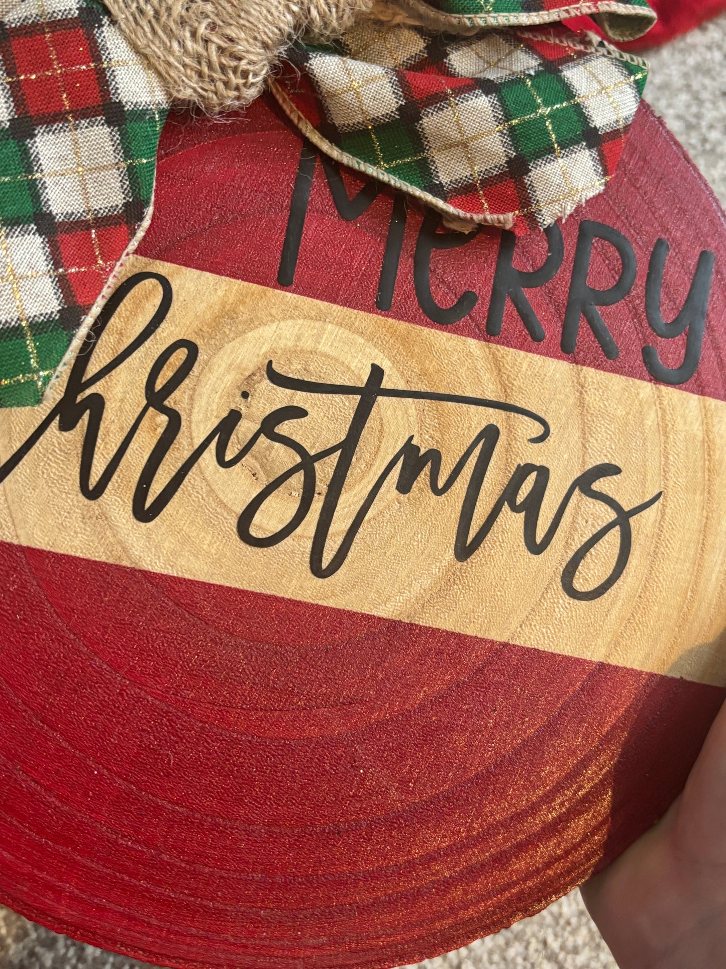 Merry Christmas Wooden Slice Sign