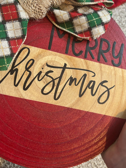 Merry Christmas Wooden Slice Sign