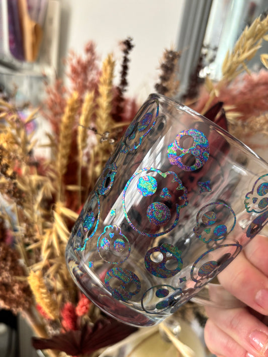 Oil slick Skull Glass Mug