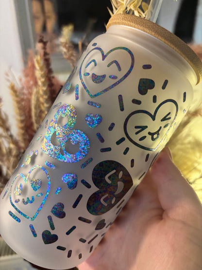 Heart Face Emoji Frosted Glass Libby