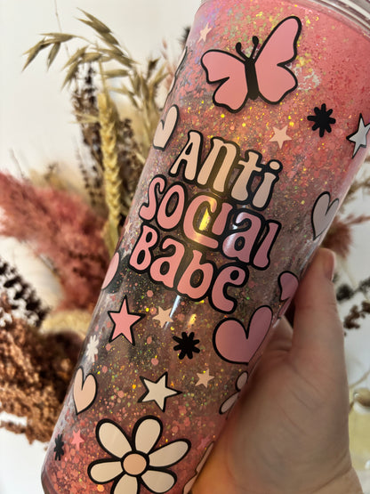 Anti Social Babe Acrylic Snow Globe Tumbler