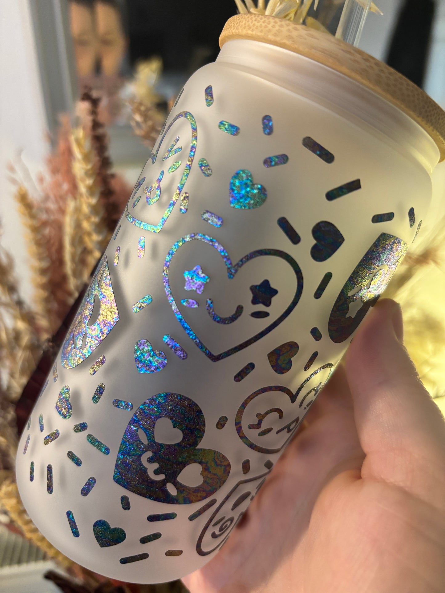 Heart Face Emoji Frosted Glass Libby