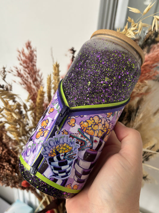 Beetlejuice inspired Snow Globe Zipper Tumbler