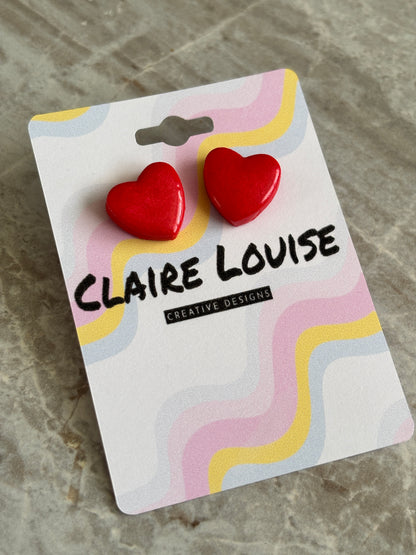 Heart Polymer Clay Studs