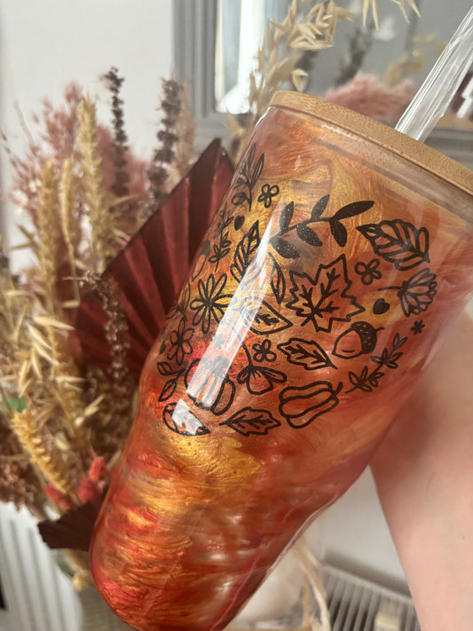 Autumn Glass Swirl Tumbler