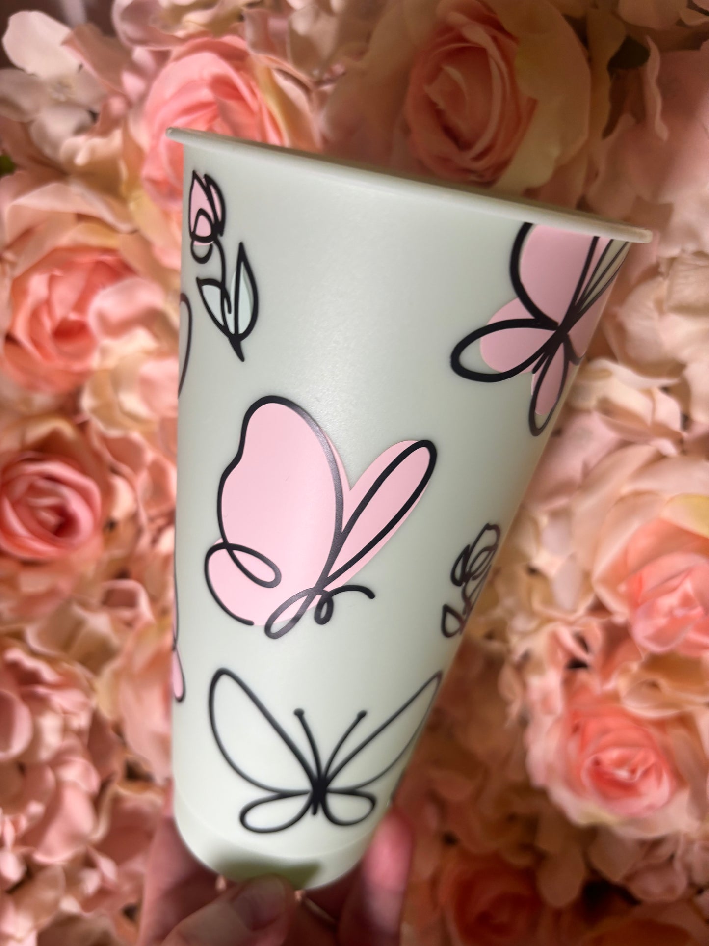 Butterfly & Roses Mint Cold Cup