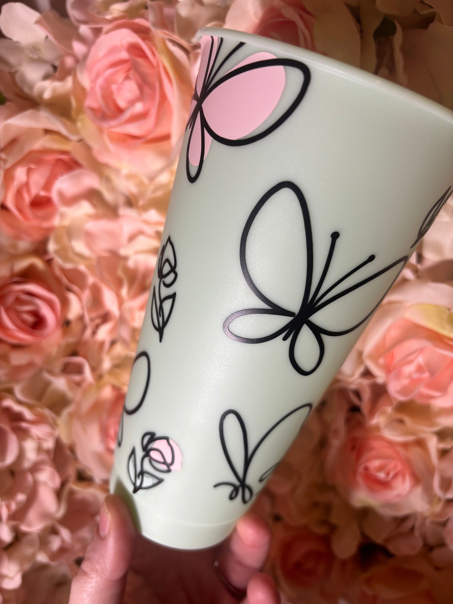 Butterfly & Roses Mint Cold Cup