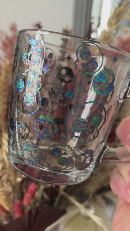 Oil slick Skull Glass Mug