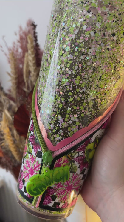 Your a Mean one Snow Globe Zipper Tumbler