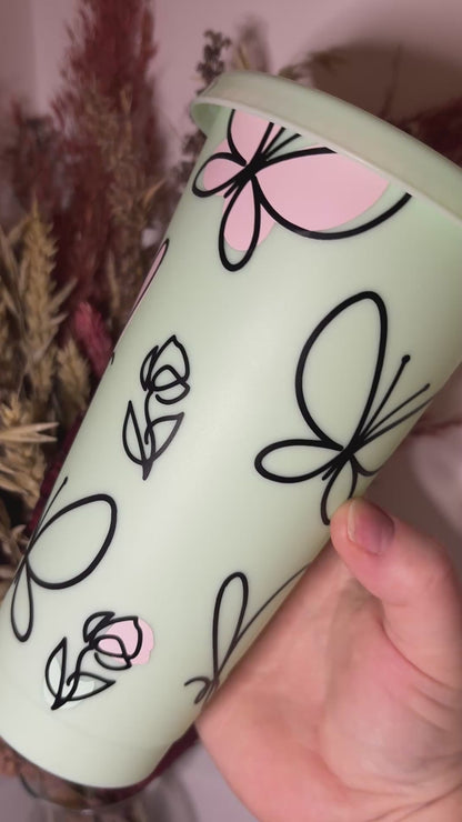 Butterfly & Roses Mint Cold Cup