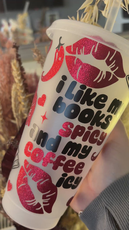 Books Spicy Coffee Icy Frosted Cold Cup