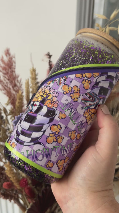 Beetlejuice inspired Snow Globe Zipper Tumbler