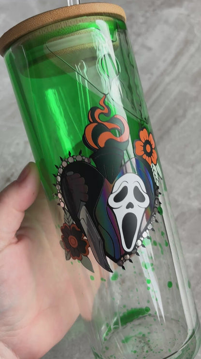 Ghostly Face Glass Drip tumbler